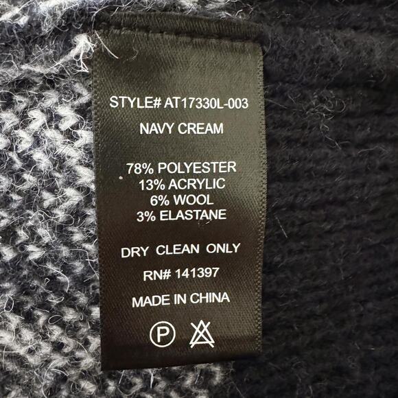 ASTR the Label Saira Floral Fuzzy Wool Blend Sweater Navy Academia Fall sz L NWT - Picture 10 of 11